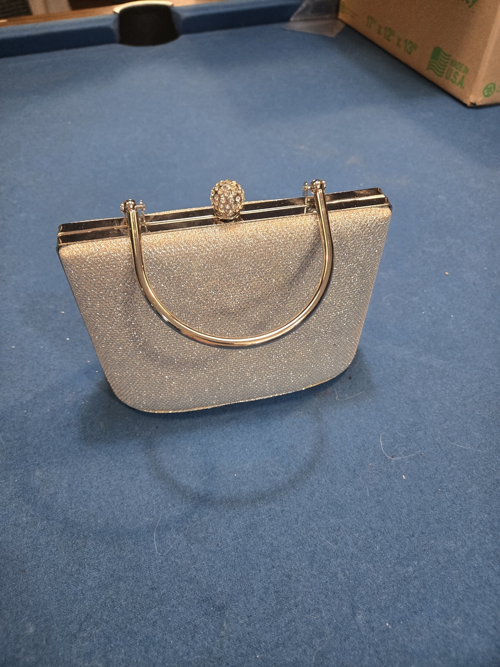 Silver Rhinestone Evening Clutch Handbag